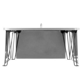 Fire Pit Heat Deflector, 25.4x25.4x14.6 inch Square Outdoor Burner Cover, Stainless Steel Bonfire Camping Wood Burning