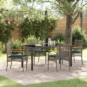 Garden Dining Set 5 pcs Grey and Black Rattan