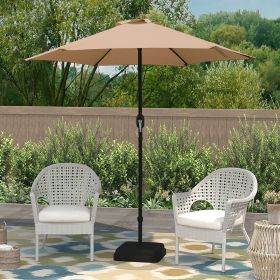 7.5ft Patio Umbrella with Crank Handle, Outdoor Market Umbrella with 6 Sturdy Umbrella Ribs Waterproof for Garden, Deck, Backyard, Pool, Tan