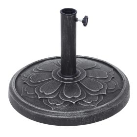 27 lbs. Lotus Design Umbrella Base Outdoor Market Umbrella Stand in Antique Silver