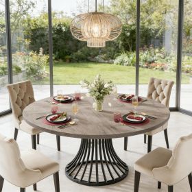 Round Dining Table for 4-6, 47" Farmhouse Circle Kitchen Table