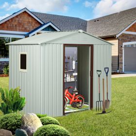 8ft x 4ft Outdoor Metal Storage Shed With window and metal foundation White (Upgraded Version W540S00083)