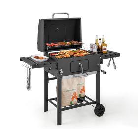 Outdoor BBQ Charcoal Grill with Bottom Storage Shelf