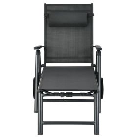 Patio Lounge Chair with Wheels Neck Pillow Aluminum Frame Adjustable