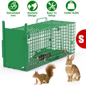 Live Animal Cage Trap For Animals Humane Galvanized Iron Trap Cage For Raccoons Armadillos Foxes Opossums Muskrats Beavers 26in 32in 40in Size Op (Option: Green-S Size 26in)
