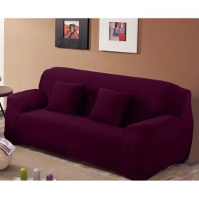 Solid Corner Sofa Covers Couch Slipcovers Elastica Material Sofa Skin Protector Cover Sofa Armchair (Option: Grape-Quadruple seat)
