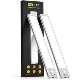 2 Pack 10 Inch Rechargeable Motion Sensor Under Cabinet Lights 5-Level Dimmable Magnetic Wireless Closet Lights For Kitchen Stairs And Home (Option: White Light)