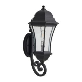 27in H  1-Pack Outdoor Wall Lantern With Dusk To Dawn Sensor, Black Weatherrproof Exterior Light Fixture With Clear Bubble Glass, Vintage Wall Sc (Option: Default)