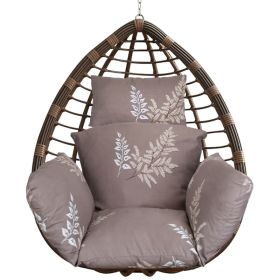 1Pc Egg Chair Cushion Hanging Basket Seat Cushion Thicken Soft Egg Swing Chair Pad Hanging Egg Chair Cushion With Headrest (Option: Coffee with Beige Leaf)