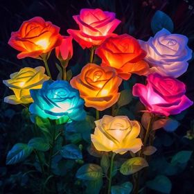 Solar Lights Outdoor Waterproof for Garden Decor, 4 Pack Solar Garden Lights for Outside, Outdoor Solar Lights for Yard with Solar Flowers Lights (Option: 8pcs)