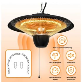 1500W Outdoor Hanging Patio Heater Ultra-Quiet Electric Heating Lamp (Option: Black)