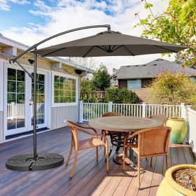 10 Feet Offset Umbrella with 8 Ribs Cantilever and Cross Base (Color: Brown)