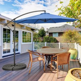 10 Feet Offset Umbrella with 8 Ribs Cantilever and Cross Base (Color: Blue)