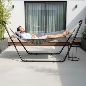 Hammock with Stand, Double-Barrel Hammock with Hammock Bed, Heavy Duty Adjustable Hammock Set for Outdoors, Patio, Yard, Garden, Gray (Color: Gray)