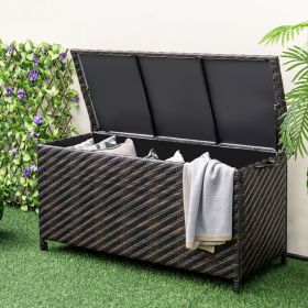 85 Gallon Outdoor Storage Box with Removable Liner and Universal Wheels (Color: Brown)