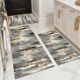 Three-piece kitchen rug set, non-slip and washable, abstract pattern kitchen hallway rug, soft and comfortable, suitable for sinks, floors, entra (title: default title)