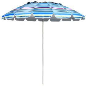 8 Feet Portable Beach Umbrella with Sand Anchor and Tilt Mechanism (Color: Blue)