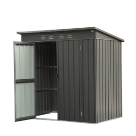 Backyard Storage Shed with Sloping Roof Galvanized Steel Frame Outdoor Garden Shed Metal Utility Tool Storage Room with Latches and Lockable Door (Color: as Pic)